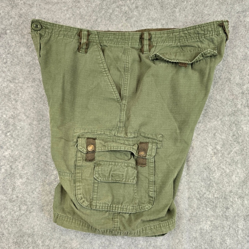 Stanley Cargo Shorts Mens 36 Olive Green Relaxed Fit Ripstop Utility Workwear - Picture 2 of 9